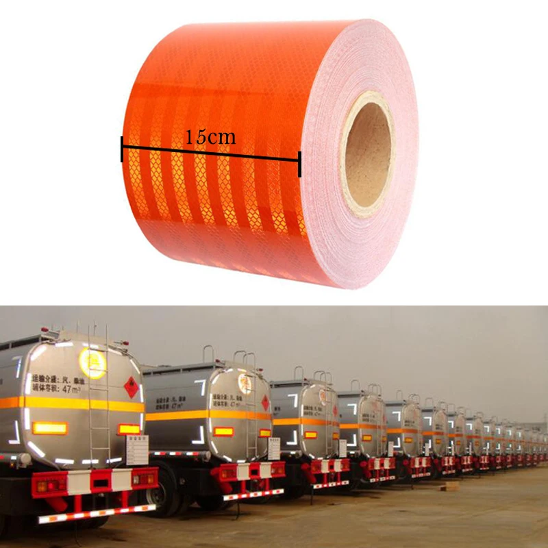 

Roadstar 15cm X10m Reflective Tape Super-Grade Microprism Orange with 15CM Wide Oil Tank Truck Reflective Stickers