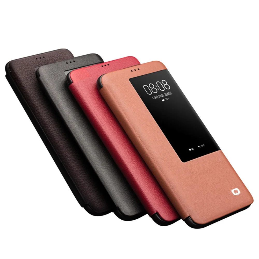 QIALINO Luxury Genuine Leather Flip Case for Huawei Mate 20 Pro Stylish Handmade Ultra Slim Smart View Phone Cover for Mate 20/X