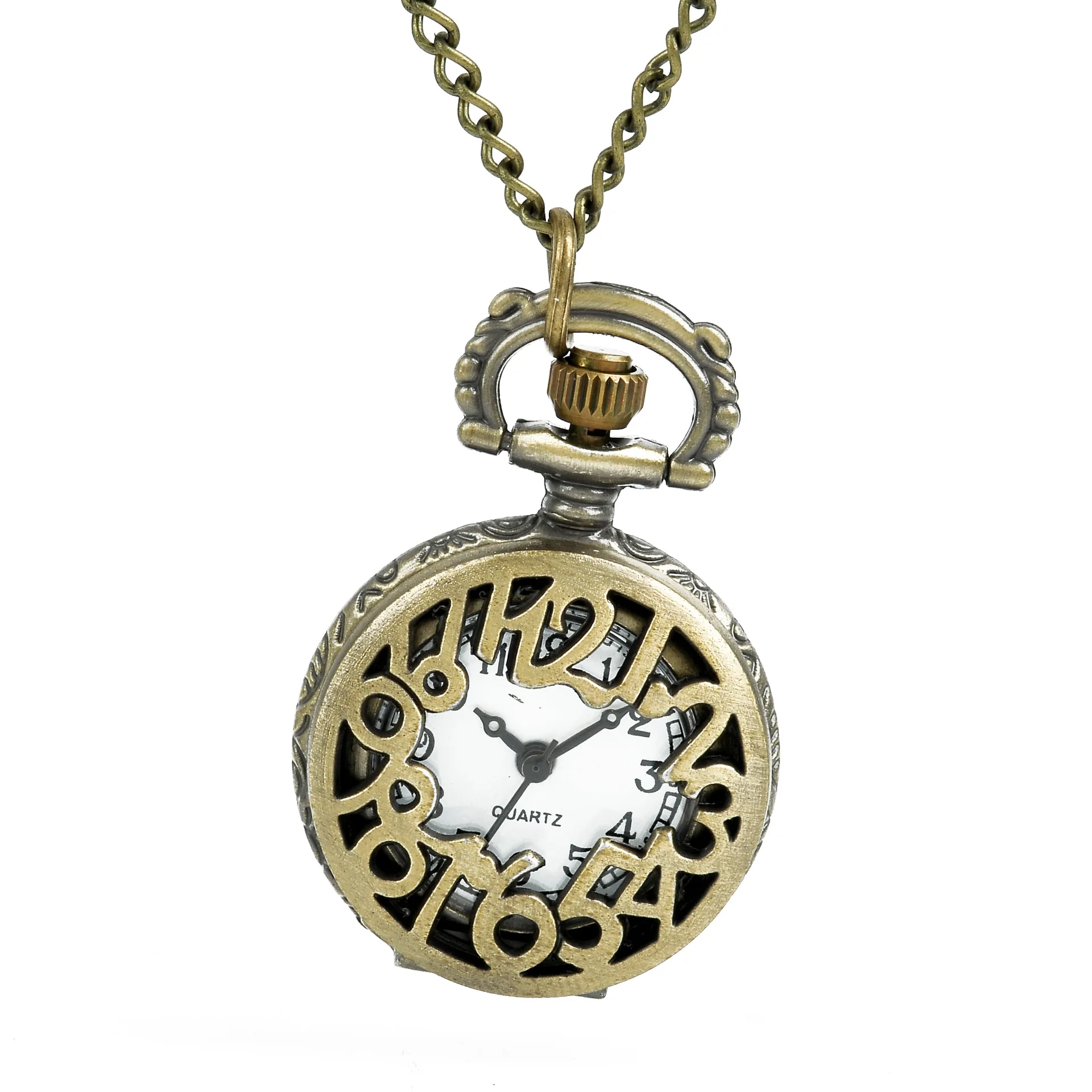 

Retro Creative Quartz Pocket Watch Small Pocket Watch Hollow Arabic Numerals Perspective Pocket Watch Children's Gift