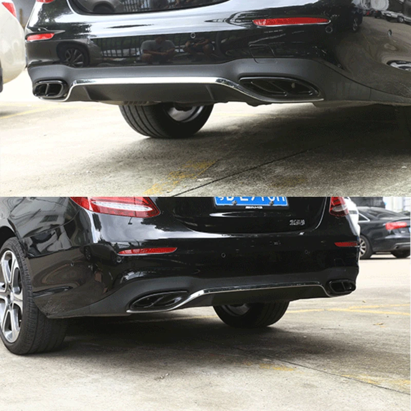 

2pcs Car Part For Mercedes Benz GLC C E-Class C207 Coupe 2014-2017 W212 W213 W205 X253 C180 C200 Gloss Black Steel Exhaust Trims