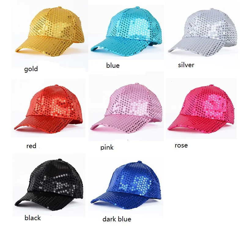 Club Party Dancer Party Sequin Cap Adults Children Baseball Cap Glitter Sparkling Shiny Hats Adjustable colorful Christmas gift