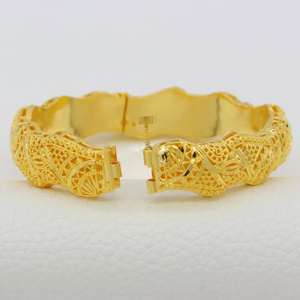 Dubai Bangles For Women/Girls 24k Gold Color/Copper Bangles&Bracelet African/Arab/Kenya/Middle Easter Party Gifts