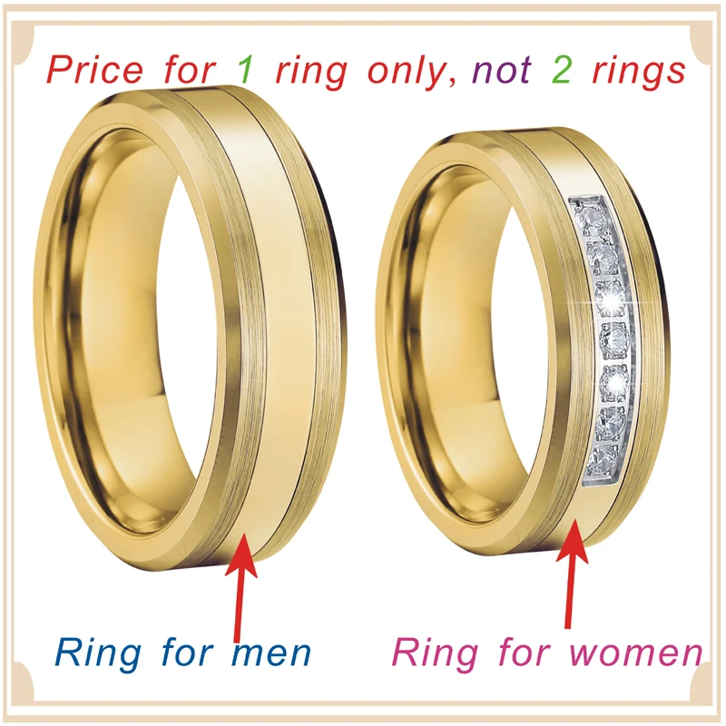 Lover\'s Alliance Color Tungsten Carbide Ring Marriage Jewelry Proposal Couple Wedding Rings For Men And Women