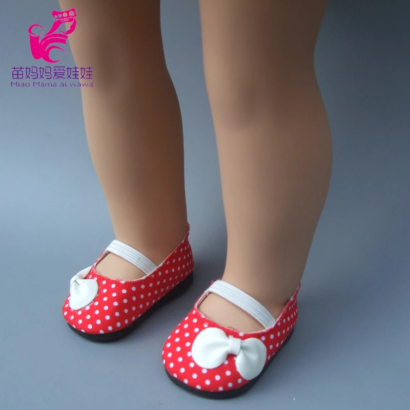 7cm toys shoes for  Reborn Baby Doll shoes Red Color Bow tie Princess Shoes For 18 inch 45CM dolls