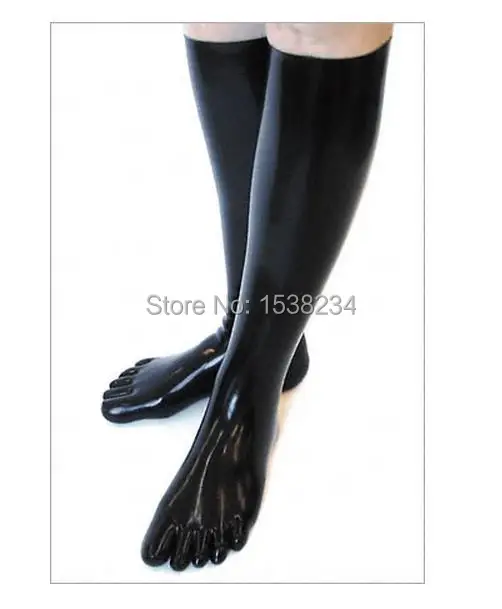 

1.0mm Latex toe socks Latex Rubber Knee Long Five Toe Sock Anatomically shaped Black Seamless Latex toescok