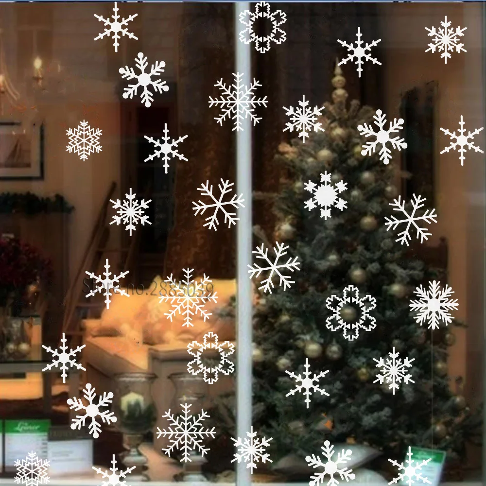 40pcs/set Snowflakes Decal Holiday Wall Decals for Christmas Beautiful Snow Flakes DIY Glass Window Stickers Removable LC876