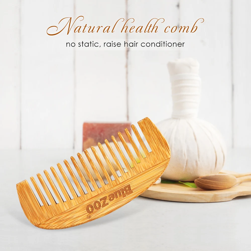 

1Pc Natural Bamboo Wooden Portable Hair Comb Massage Scalp Anti-static Men's Beard Comb 12*5.2cm Women Hair Styling tool