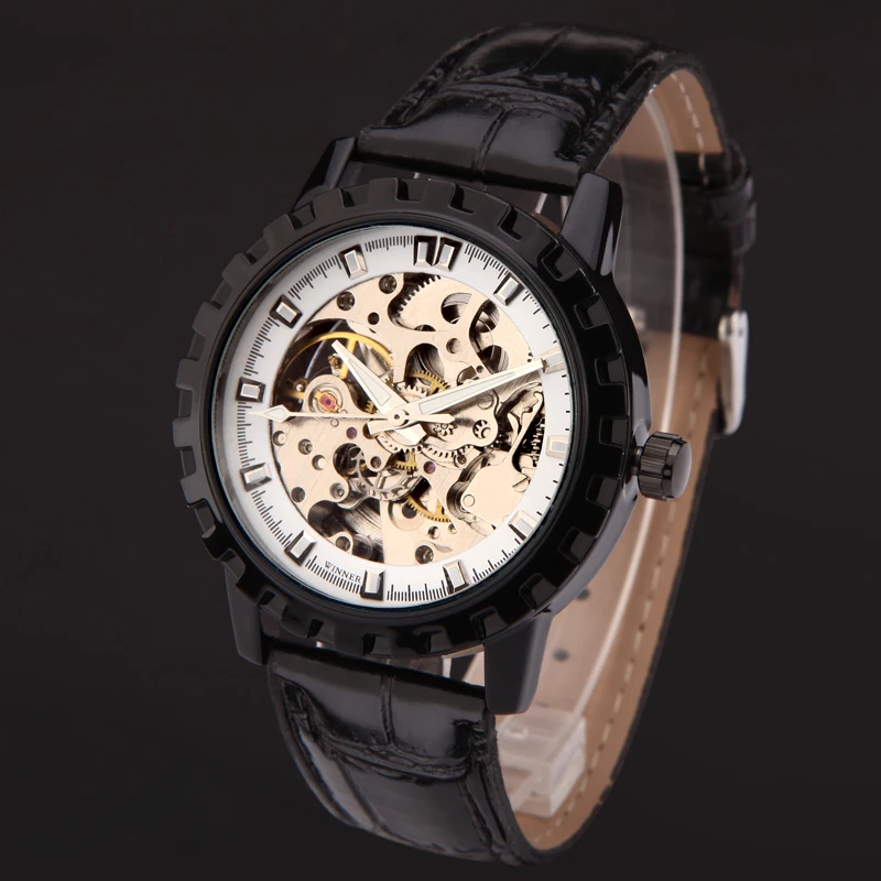 watches men luxury brand winner sports skeleton automatic mechanical wristwatches leather strap relogio masculino