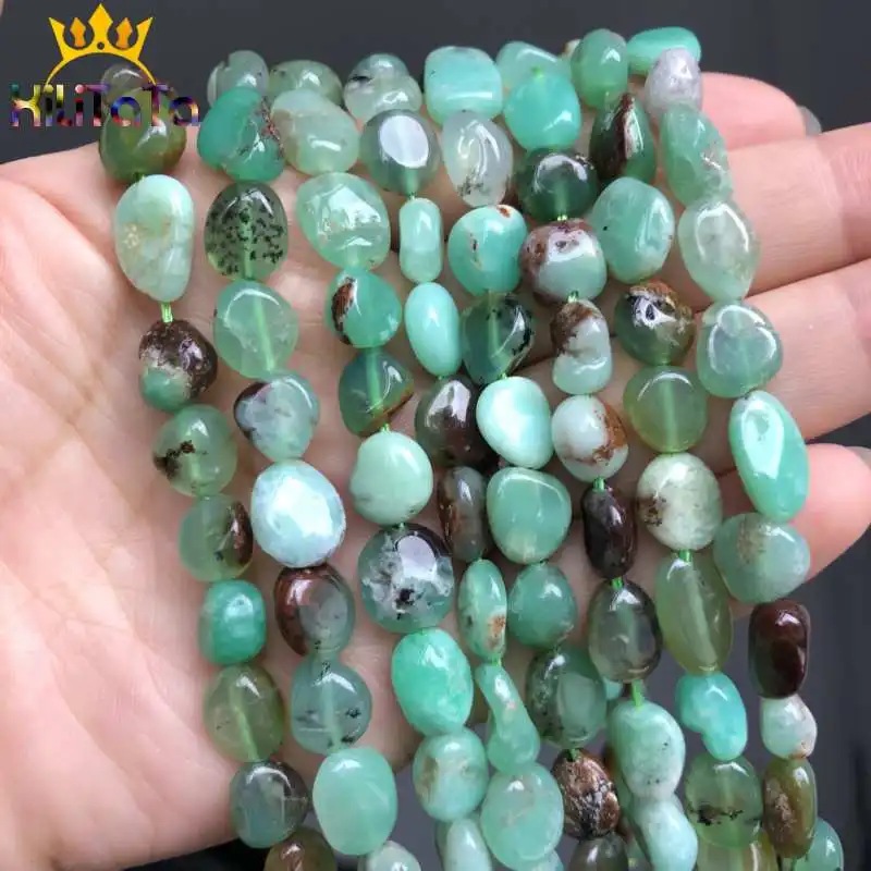 8-10mm Natual Irregular Chrysoprase Australia Jades Stone Beads Loose Spacer Beads For DIY Jewelry Making Bracelet Necklace 15\'\'
