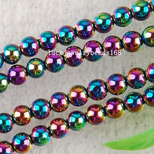 Fashion Jewelry 4mm Motley Magnetic Hematite Healing Ball Loose Beads 15.5\