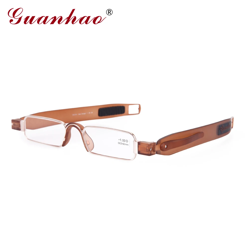 Guanhao Brand Retro Portable Reading Glasses Rotating TR90 Resin Foldable Reading Glasses Presbyopic Glasses Men Women Eyewear