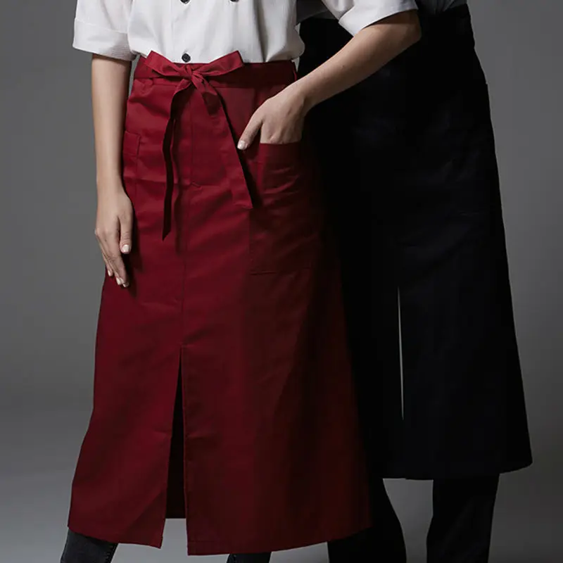 Half Length Poly Cotton Apron Barista Bartender Waiter Cafe BBQ Chef Uniform Restaurant Baker Waitress Kitchen Workwear B61