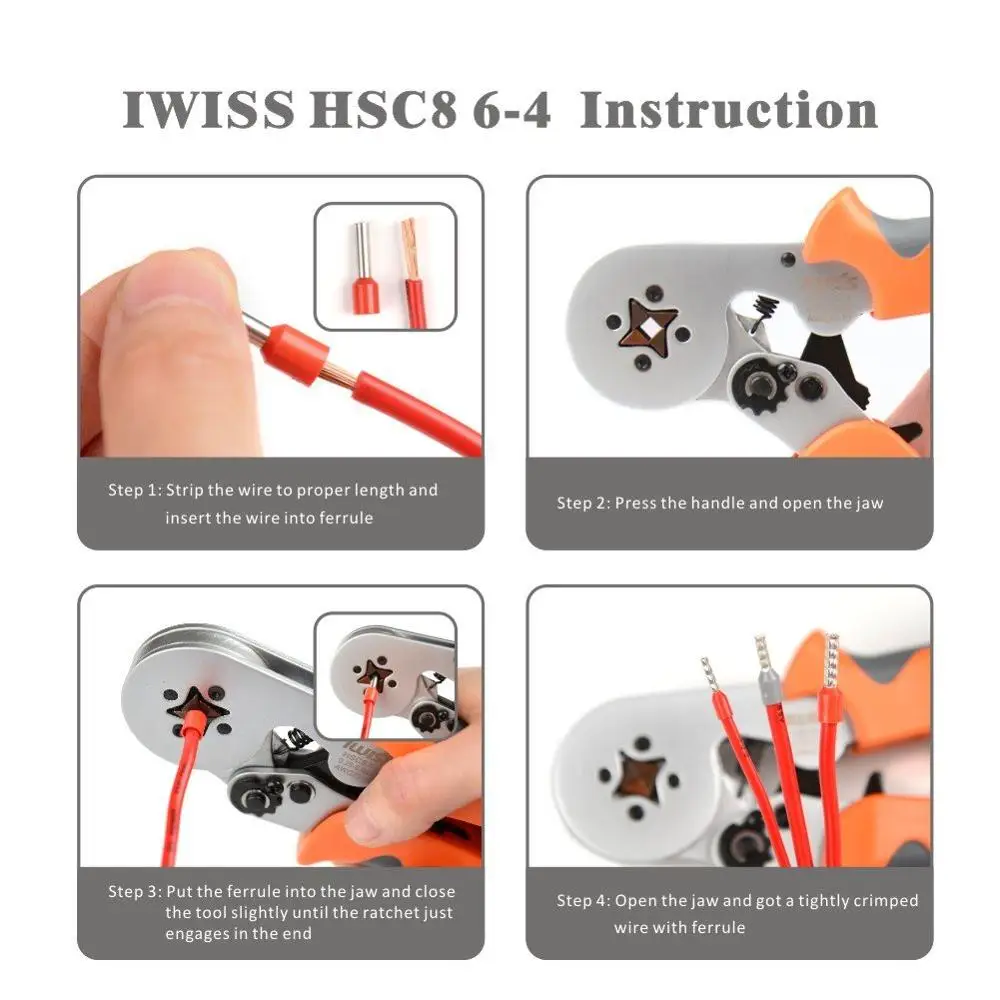 HSC8 6-4 Terminal Crimpen Zange Crimper Zwinge crimpen werkzeug Zange Set mit 1200 Terminals Kit für Kabel Ende -ärmeln Aderendhülsen