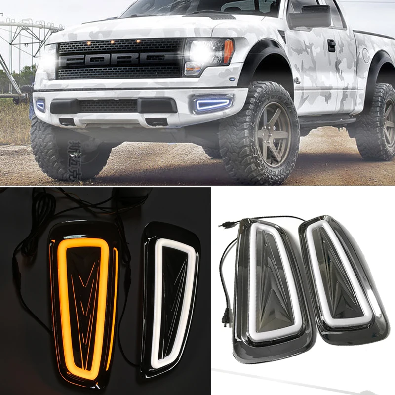 Auto Led Fog lights DRL fit for FORD F150 F-150 2009-2015 Turn Signal Fog Lights Lamps Daytime Running lights Accessories