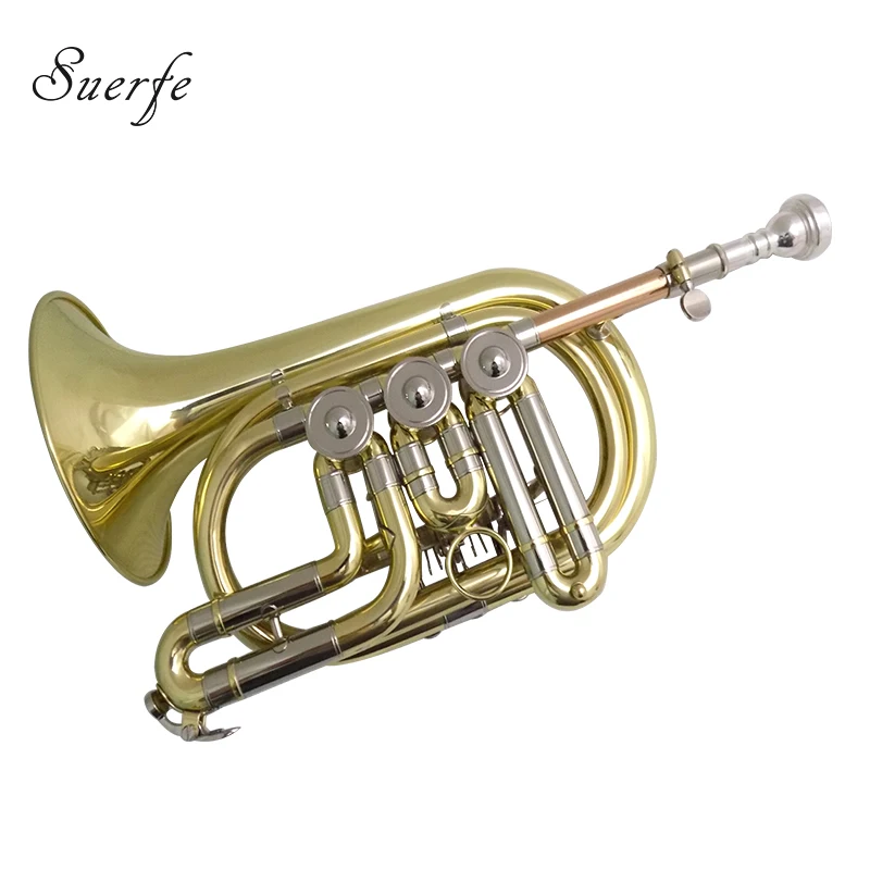 Bb Rotary Cornet musical instruments  Yellow Brass cornet trumpet with Case and Mouthpiece