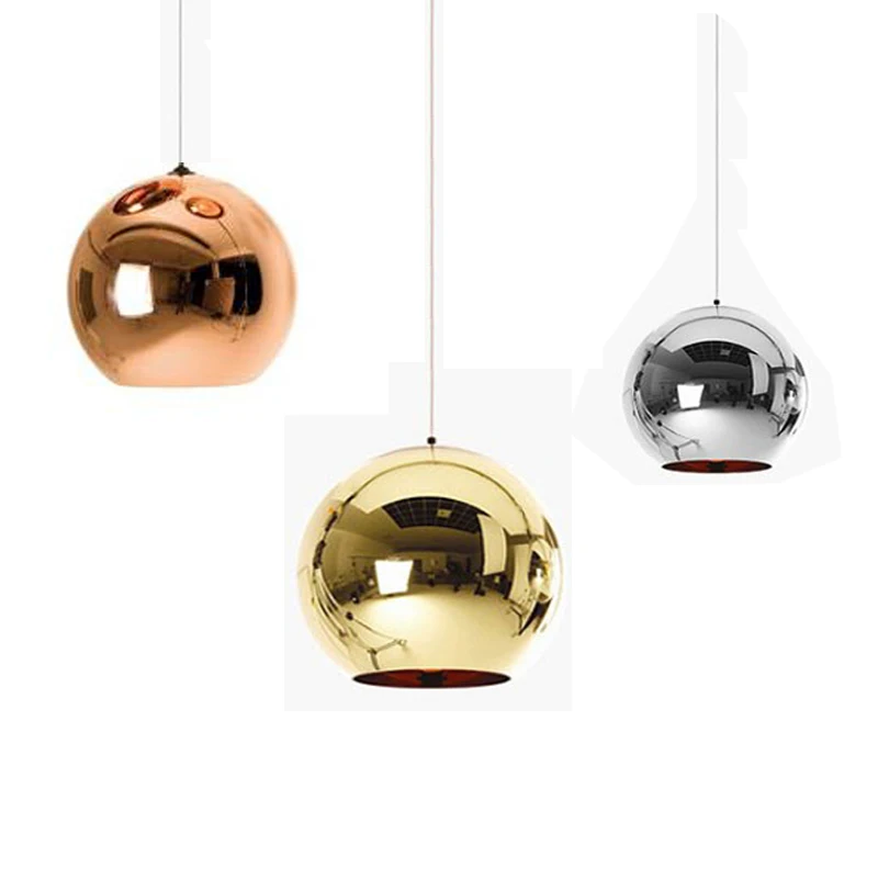 

Copper/Sliver/Gold Shade Modern Mirror Chandelier Light indoor Home Lighting E27 Bulb LED Pendant Lamp Glass Ball