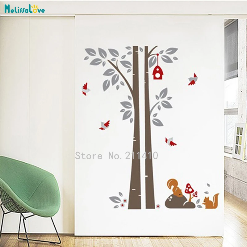 

Tree Wall Sticker The Big Tree Bird House Squirrel Home Decoration For Living Room Bedroom Self-adhesive Art Murals Gift YT533