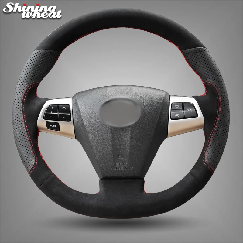 Shining wheat Black Leather Suede Car Steering Wheel Cover for Toyota Corolla 2011 2012 2013 RAV4 2011 2012