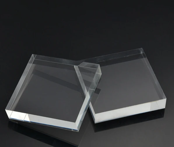 Clear Polished Acrylic Block Platform Jewelry Display Ring Necklace Bracelet Watch Holder Stand