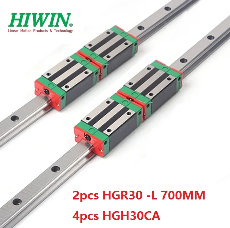 2pcs 100% original Hiwin linear rail linear guide HGR30 -L 700mm + 4pcs HGH30CA linear narrow block for cnc router