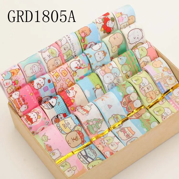 NEW random set  22/25mm mixed Japanese cartoon sumikko gurashi psttern printed grosgrain ribbons ,1Y/style