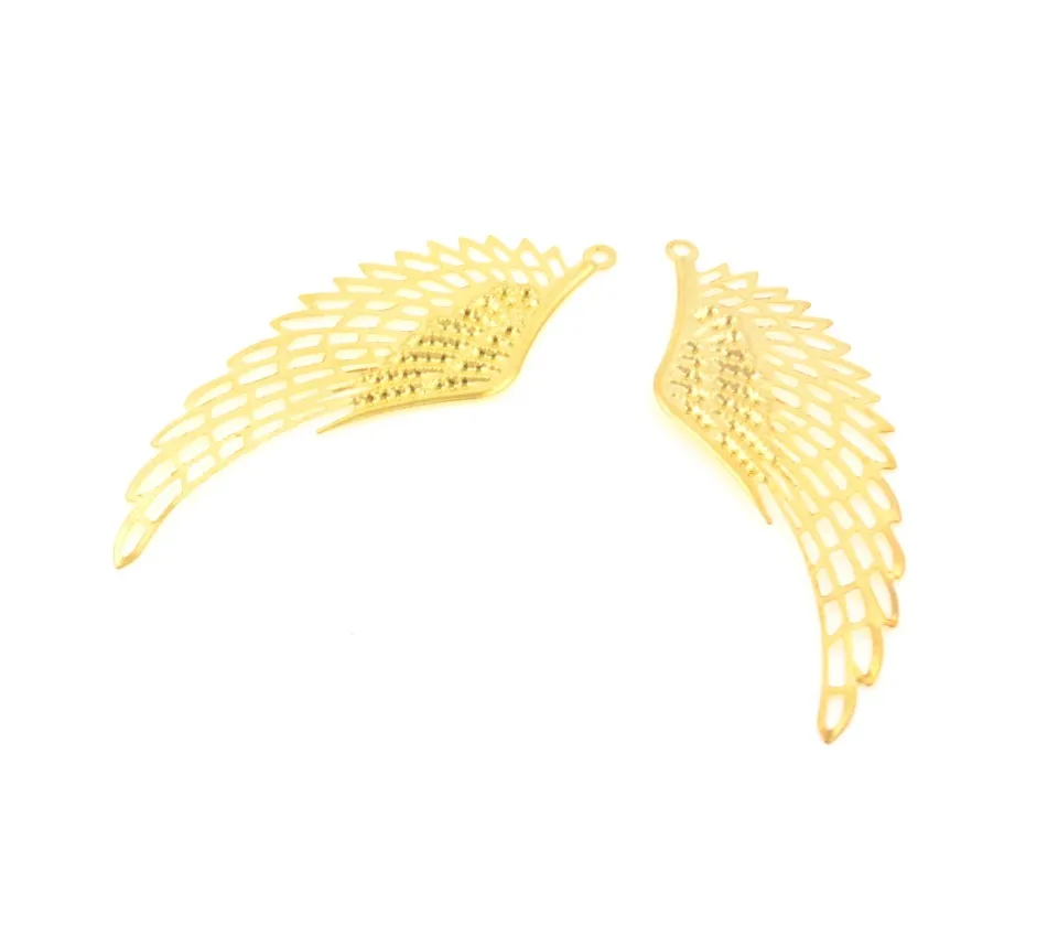 10Pcs Gold/White K/Silver Filigree Wing Wraps Connectors Metal Crafts Decoration DIY Findings Connectors 24*70mm