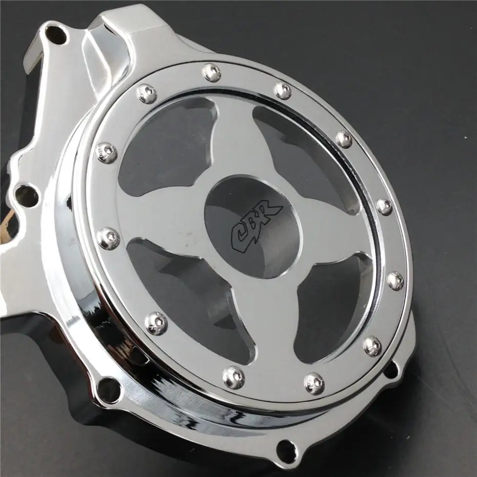 Engine Stator cover Left side For 04-07 Honda Fireblade CBR1000RR 2004 2005 2006 2007 Motorcycle Bike Black / Chrome