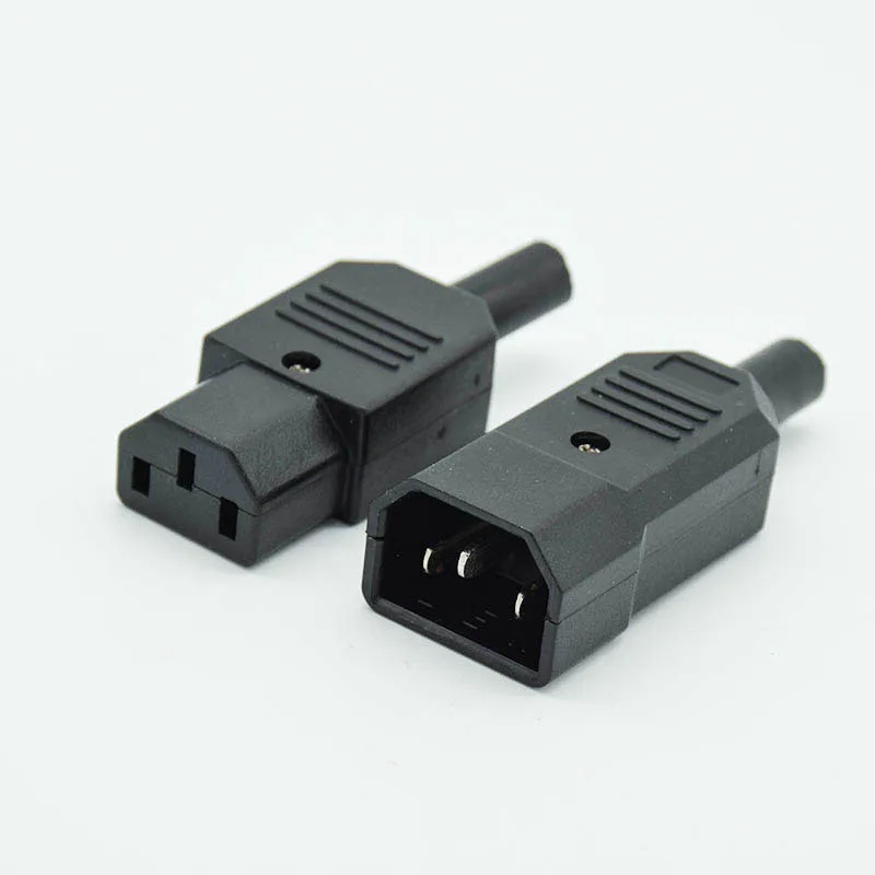 2 szt./partia Prosty kabel z wtyczką IEC C13 C14 10A 250V Czarny wtyk żeński i męski Złącze zasilania z możliwością ponownego podłączenia 3-pinowe gniazdo AC