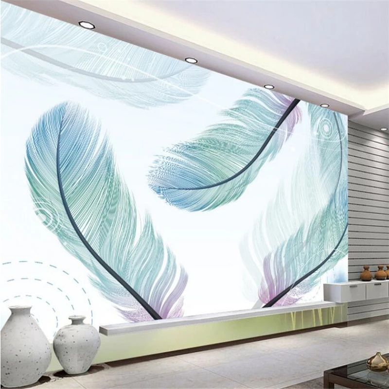 

Beibehang 3D Wallpaper Hand-painted feathers stylish TV living room bedroom background wall mural photo wallpaper for walls 3 d