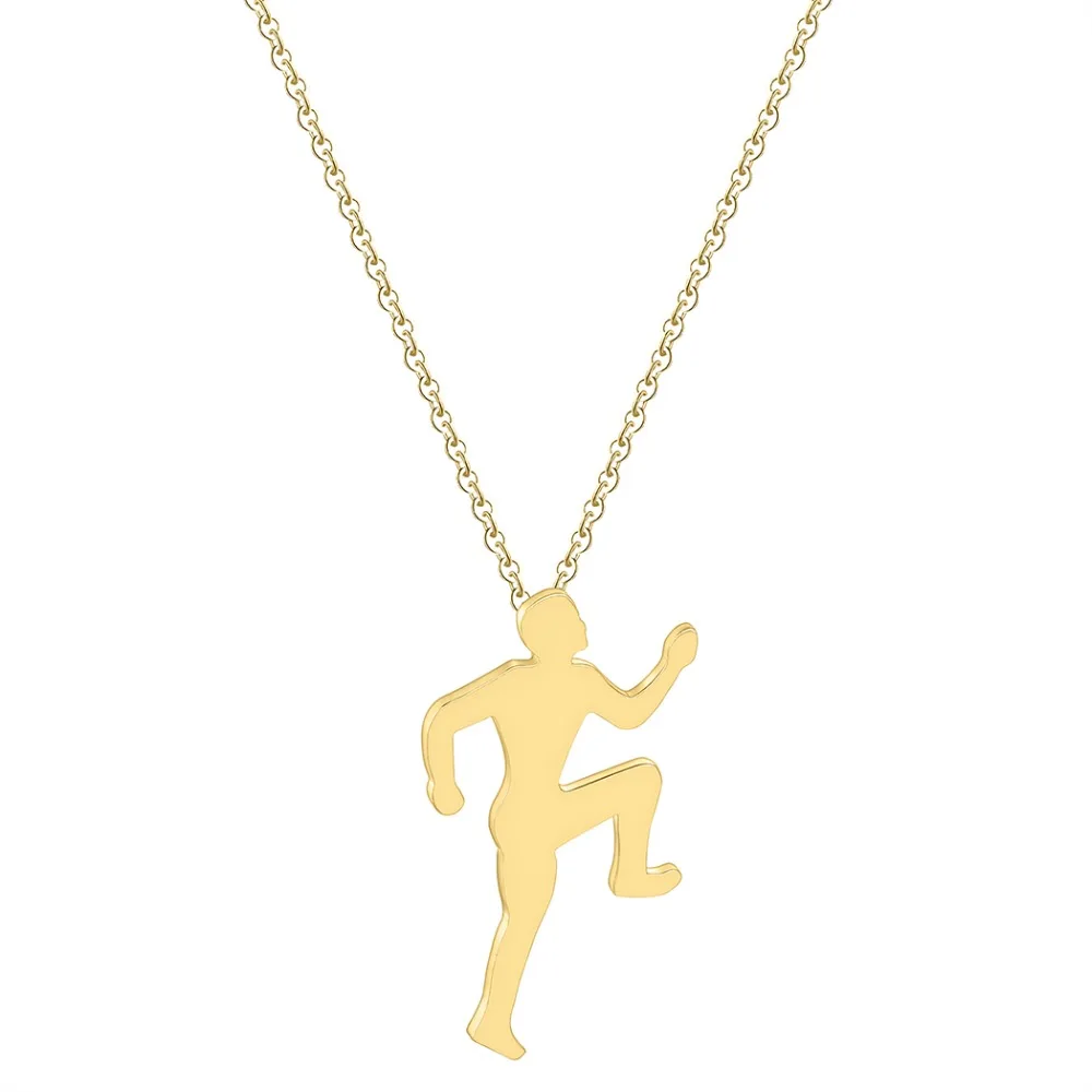 Todorova Gymnastic Runner Pendant Necklace Figure Running Men Silhouette Necklace Women Stainless Steel Sports Lover Gift