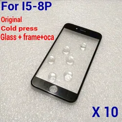 10pcs FRONT glass with frame oca For iPhone 6 6s 7 7G 8 plus X 3in1 outer Glass lens Frame OCA replacement for iphone 5 5s SE 5C