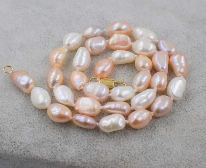 freshwater pearl white pink purple  baroque 8-10mm   necklace 17inch wholesale beads nature FPPJ  FPPJ