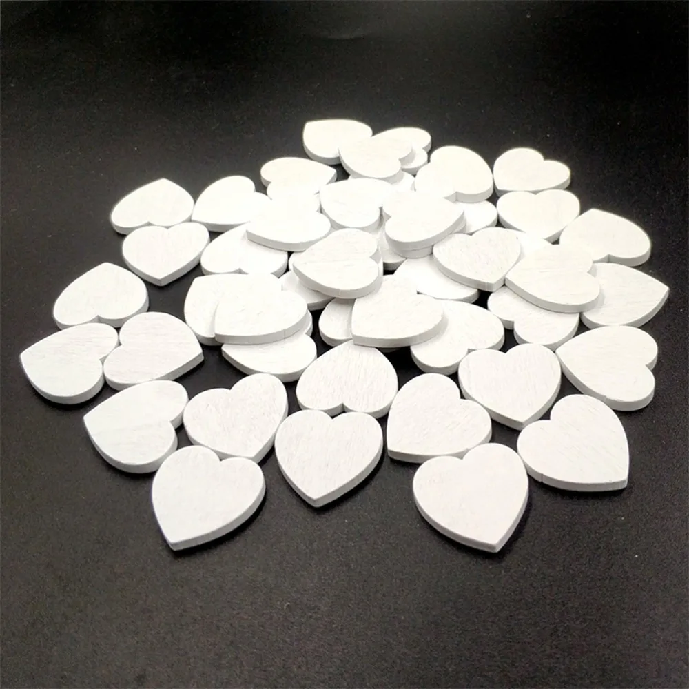 100 Pcs Heart Shaped Natural Wood Chip DIY Blank Heart Wood Slices Discs For DIY Crafts Wedding Party Painting Decoration