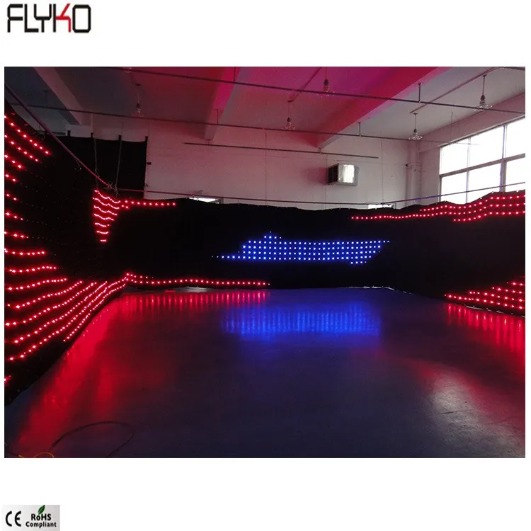 Flyko stage Multi-purpose led video cloth  LED stage curtain P100mm 2x17