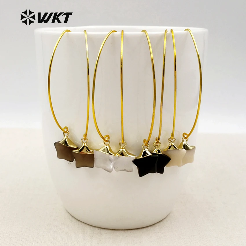 WT-E408 Wholesale fashion earrings multi-optional natural stone earrings unique design earrings star pendant for women making