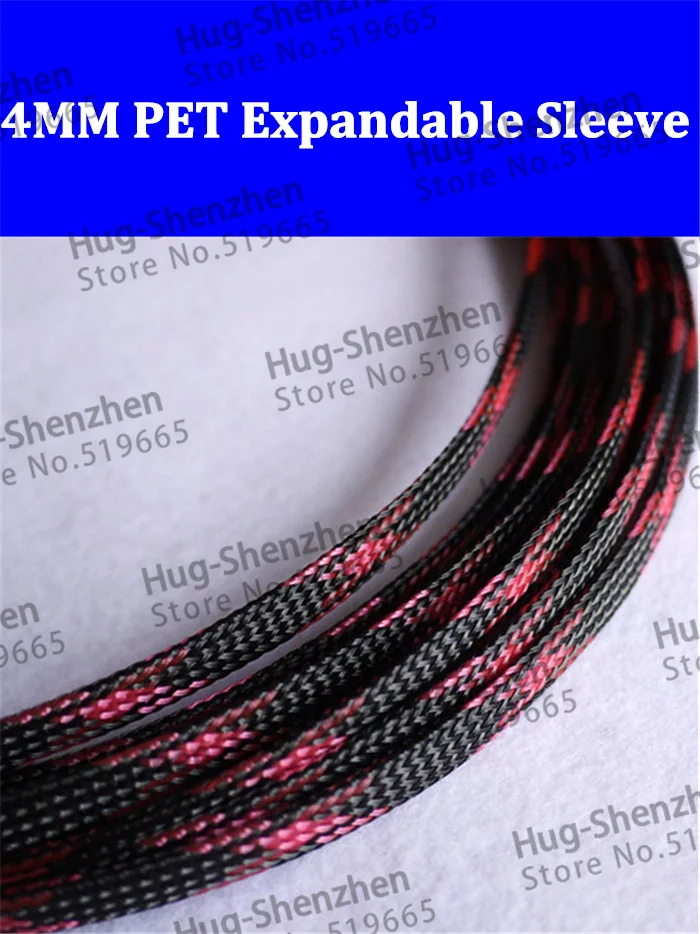 

100 Meters 4 mm High Density Black Pink pet Enamelled copper wire Braided Expandable Sleeving