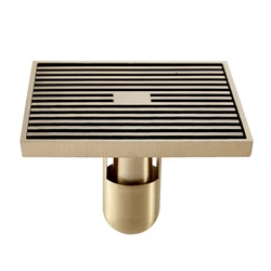 Shower Drains 12*12cm Square Bath Drains Strainer Hair Antique Brass Art Carved Bathroom Floor Drain Waste Grate Drain 811529F