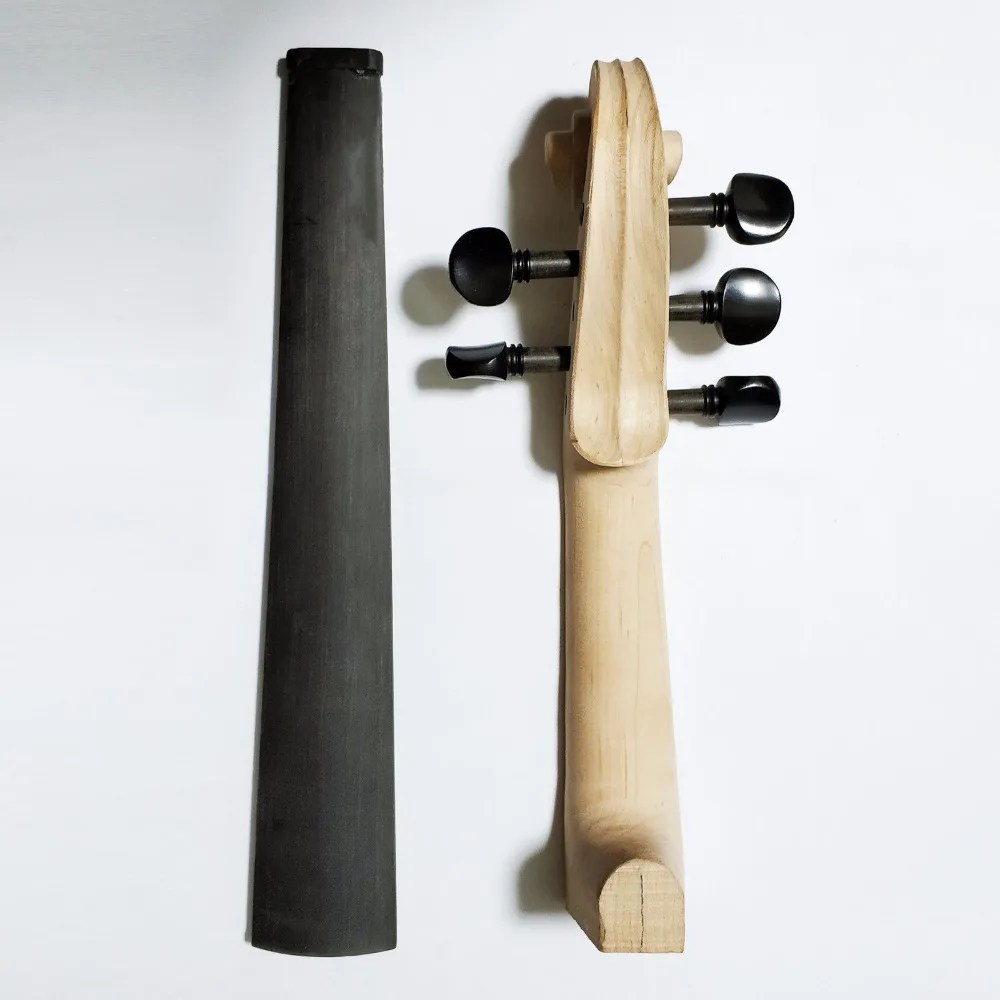 5 String 4/4 Maple White Violin Neck head +Indonesia Ebony Fingerboard+Nut+ violin Pegs,violin parts accessories