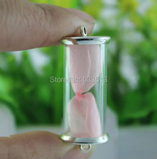 New 50sets/lot 28*12mm long tube glass globe & silver color cover button set (no filler) glass wish bottle sweater pendants