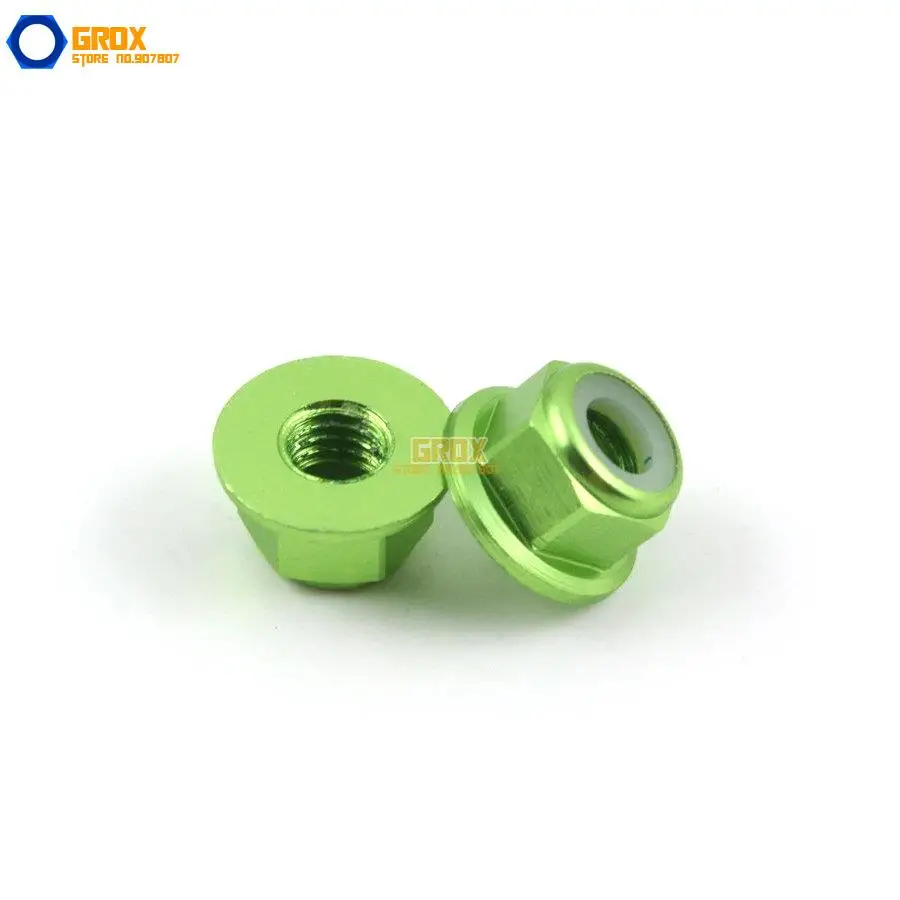12 Stücke M4 Grün Hex Flansch Nylon Kontermutter Aluminium