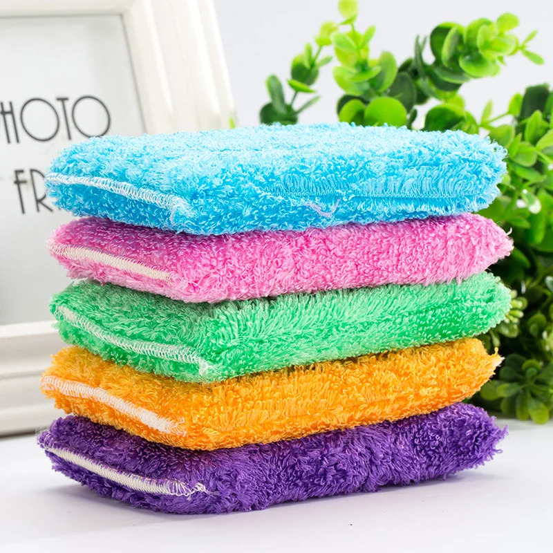 12pcs ANTI-GREASY bamboo fiber wrap sponge washing dish foam,magic multi-function wipping/cleaning rags