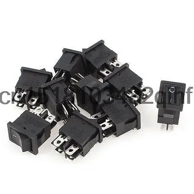 10 Pcs AC 250V 6A AC 125V 10A 4 Pin ON/OFF DPST Snap in Boat Rocker Switch