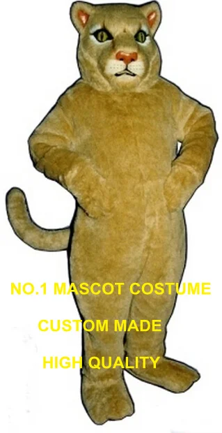 ป่า Tan Cougar Mascot เครื่องแต่งกายขายส่งผู้ใหญ่ขนาดการ์ตูน Cougar Lion Theme Anime Cosplay เครื่องแต่งกาย Carnival Fancy Dress 2677