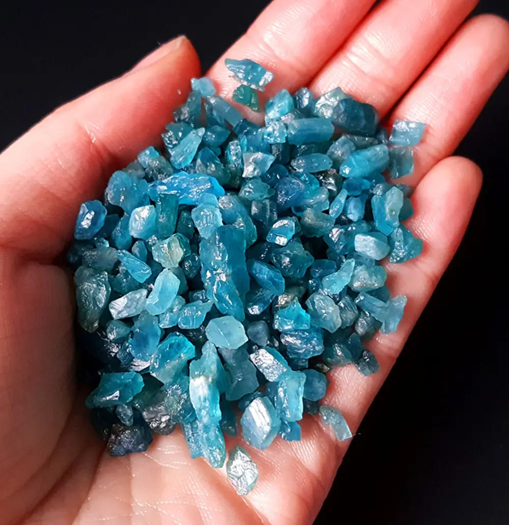 100G Natural Blue Apatite Gem Small Rough Stone Specimen Healing China