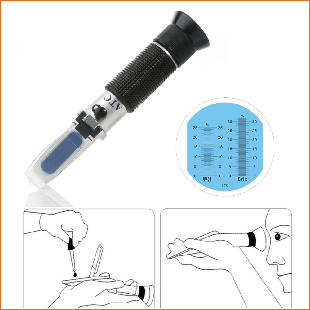 RZ Zucchero Rifrattometro Brix 0-30% Auto Portatile Refractometro Portatile Tester di Frutta Cibo Misuratore di Zucchero Rifrattometro Digitale