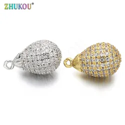 Dijes de circonita cúbica de latón, colgantes en forma de gota de agua, hallazgos de joyería Diy, agujero: 1mm, modelo: VD374, 10x16mm, nueva moda