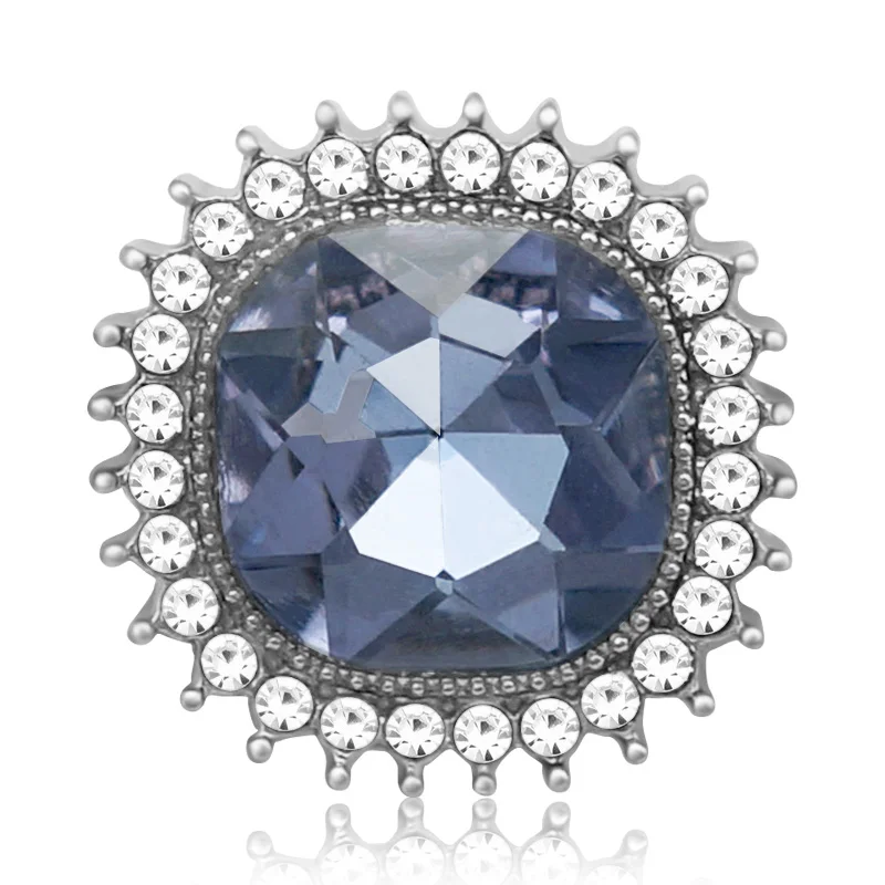 New Beauty Square Rhinestone Faceted Crystal 18mm snap buttons fit 18mm snap necklace jewelry wholesale KZ3434 Gift