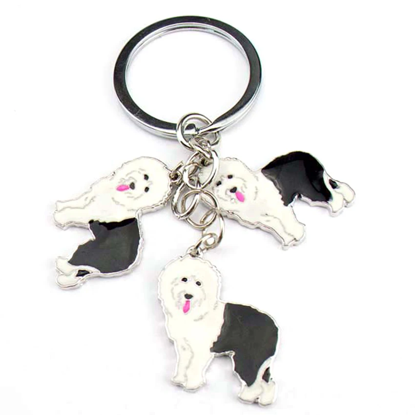NEW Old English Sheepdog Key Chain DIY Dog Keyring Jewelry Bag Cute Pet Keychains Woman Metal Keychain For Cars Wholesale Gift image 5