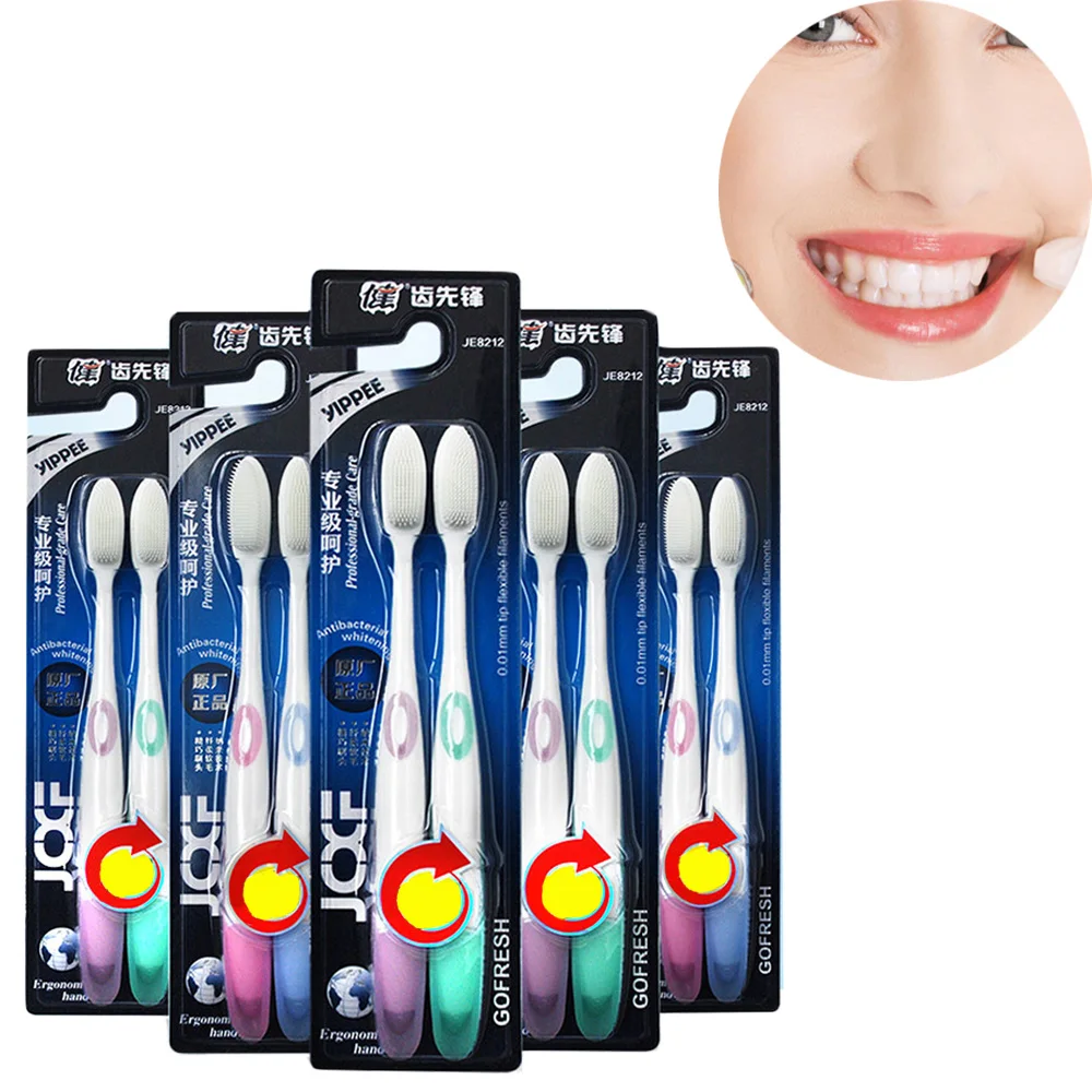 Color Random!! 2pcs/Lot Healthy Nano Toothbrush Soft Medium Brushes Oral Care Tongue Cleaner Teeth Cleaning Hygiene Dental