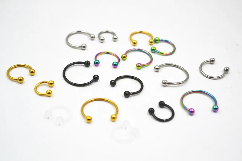 LOT100pcs Body Piercing Jewelry - Surgical Steel  Eyebrow Tragus Bar Piercing Curved 16g  Horeshoes Nose Ear Labret Rings